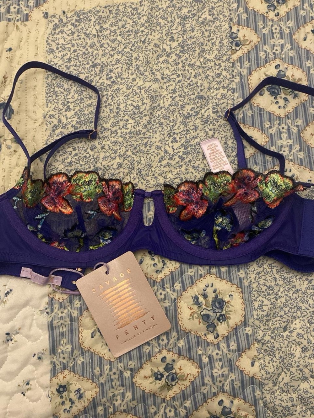 Savage X Fenty Violet Embroidered Floral Underwire Bra